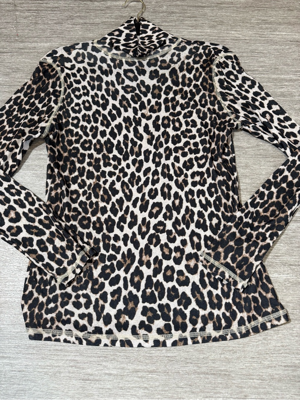 Suncoo Paris Leopard Print Turtleneck Mesh Layering Y2K Chic Animal Print‎ NWOT